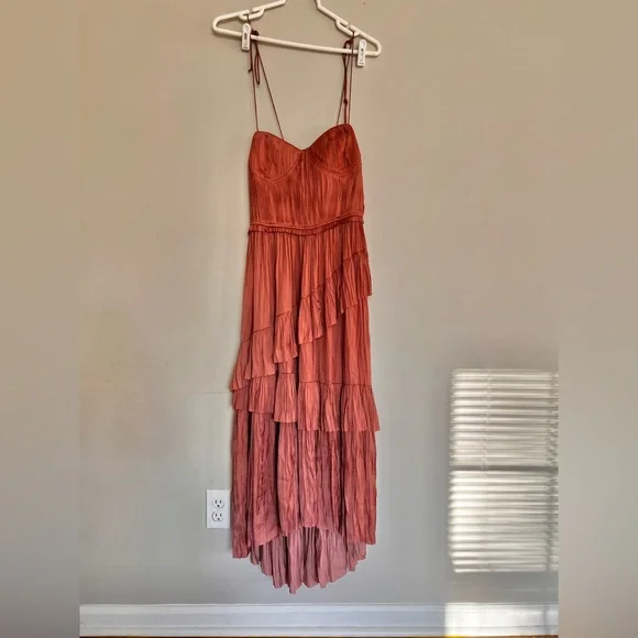 Ulla Johnson Delilah Plisse Matte Satin Midi Dress Size Large - Picture 7 of 10